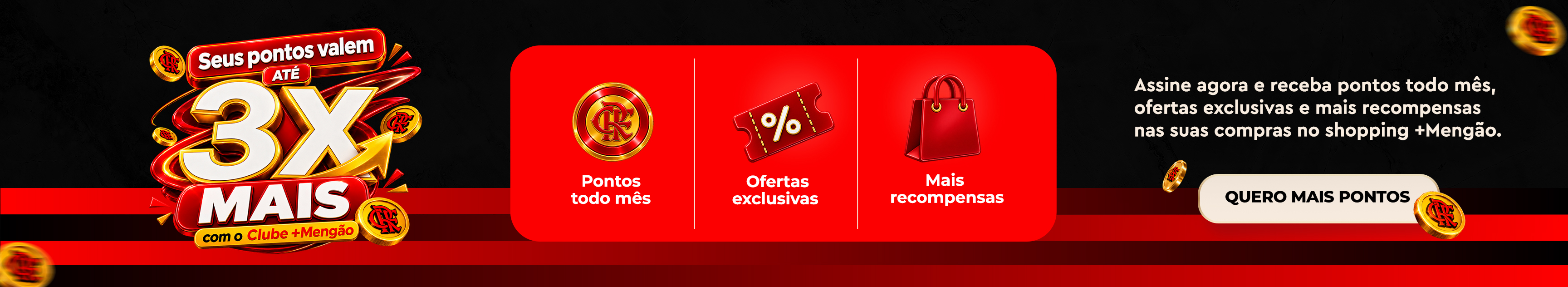 Clube Curtaí oferece até 3x mais pontos, pontos mensais, ofertas exclusivas e mais recompensas para assinantes.