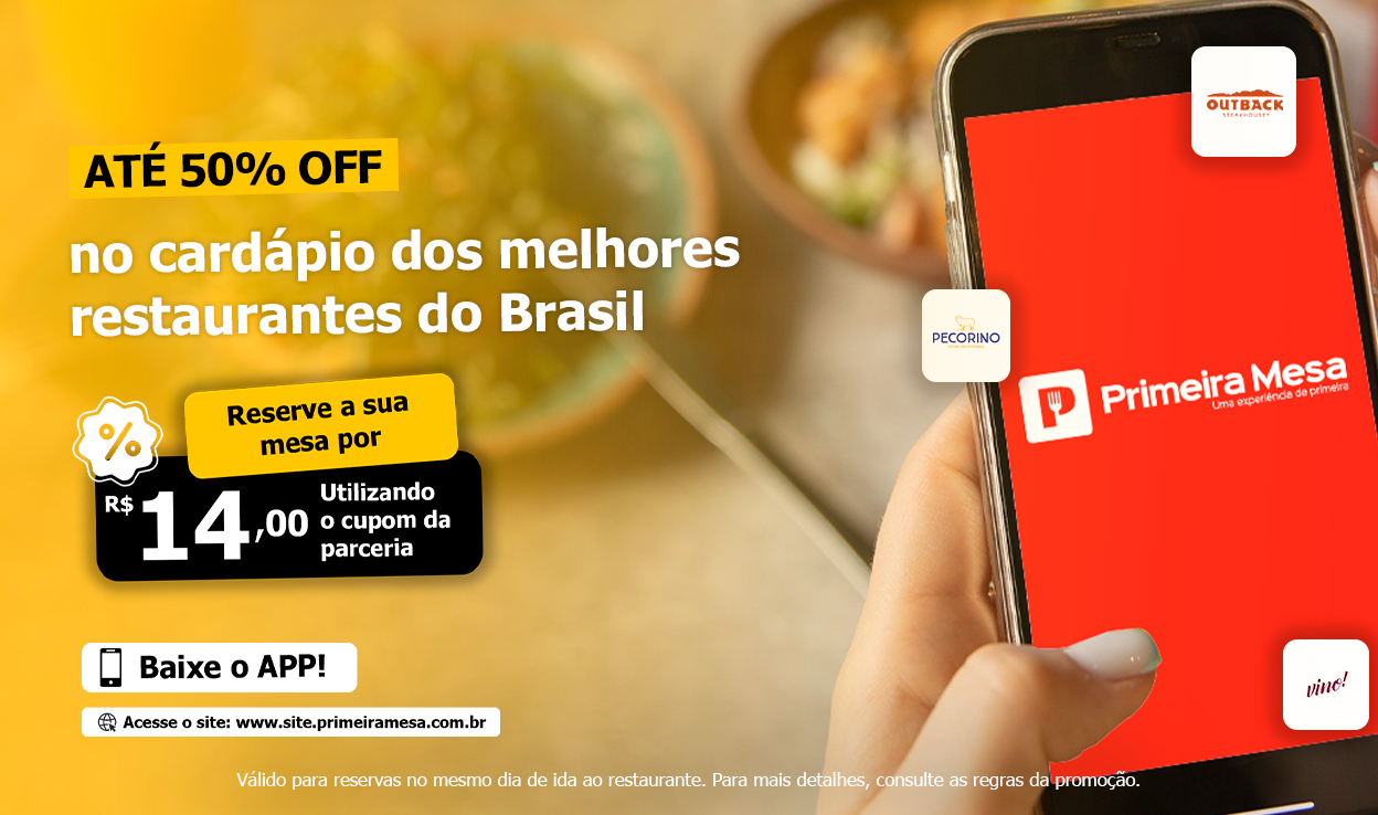 [DUX] Primeira Mesa: Aproveite 20% OFF em reservas.