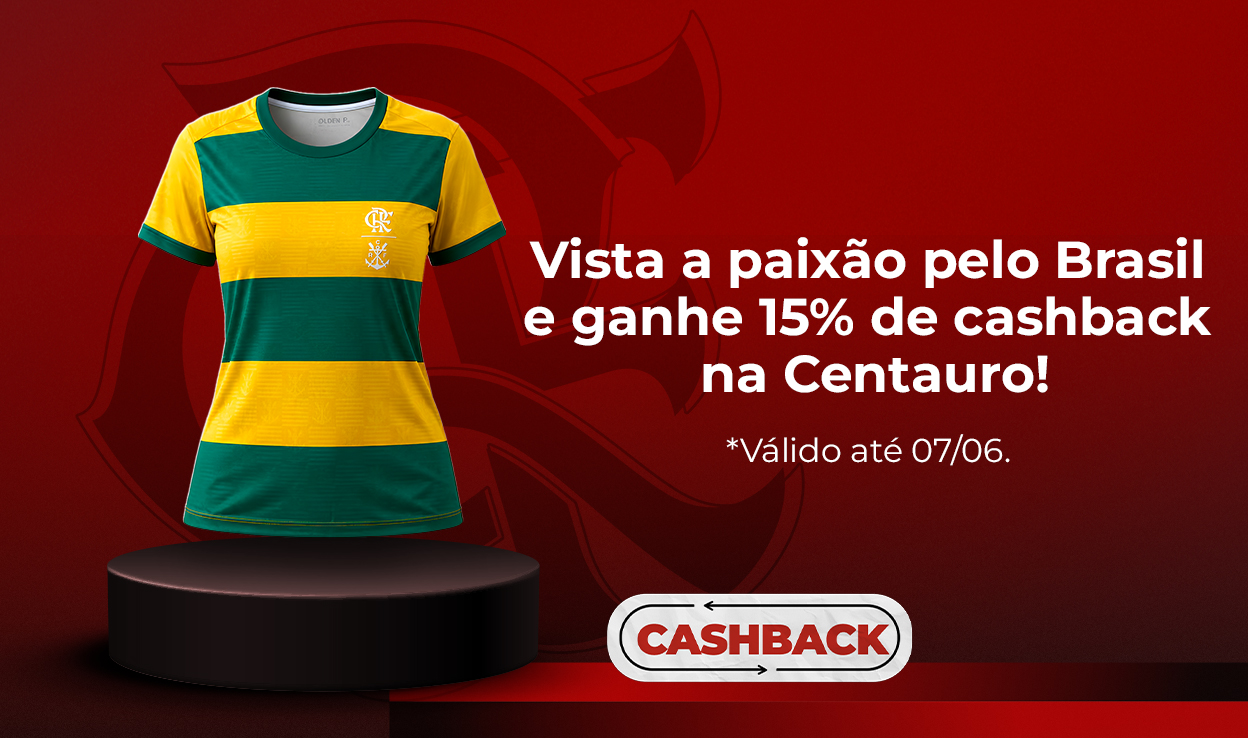 Vista a paixão pelo Brasil e ganhe 15% de cashback na centauro!