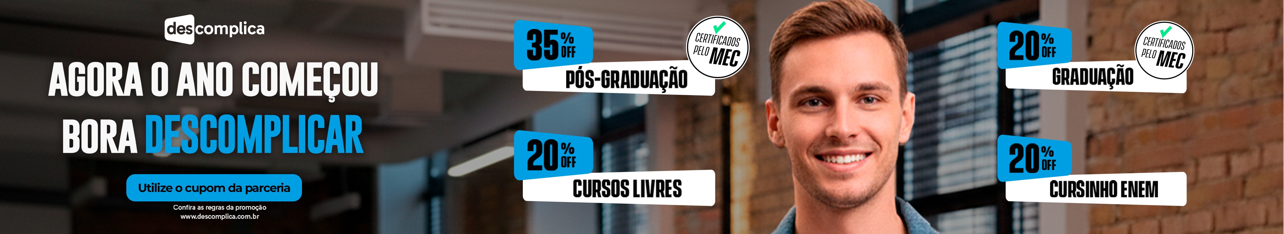 Descomplica: 20% OFF em cursos.