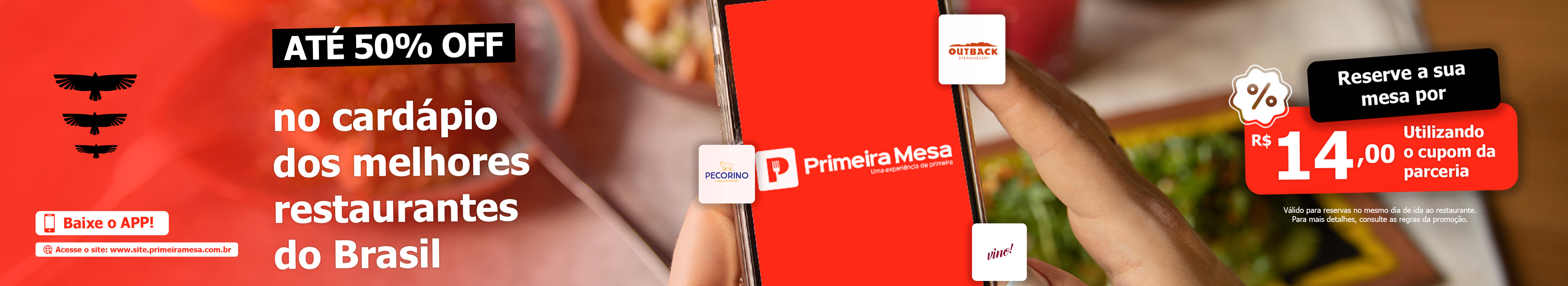 Primeira Mesa: Aproveite 20% OFF em reservas.