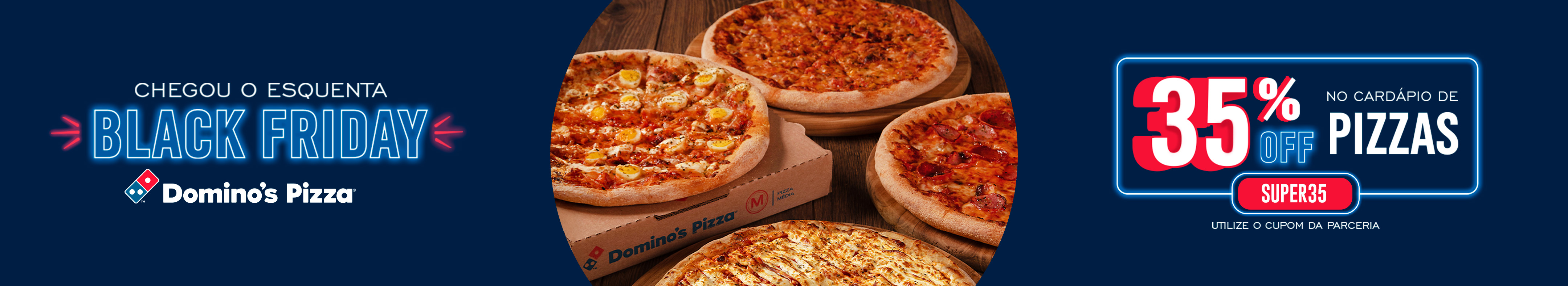 Chegou o esquenta black friday, 35%OFF no cardápio de pizzas!