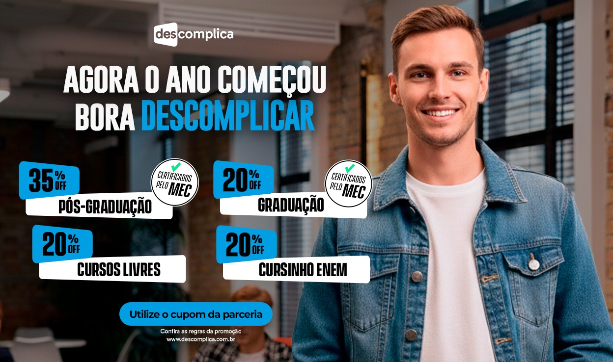 Descomplica: 20% OFF em cursos.